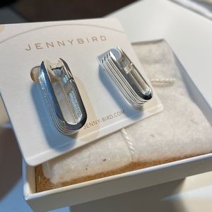 Jenny Bird Silver Ribbed Hoops